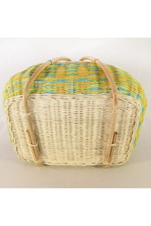 Rattan Picnic Basket - Mix Colors, 40x30 cm, Handwoven Wicker Storage Basket - Multicolor