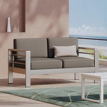 Dancongtea Outdoor Aluminum Loveseat with Weather-Resistant Cushion, Patio Double Seater for Poolside, Garden, Backyard, Grey