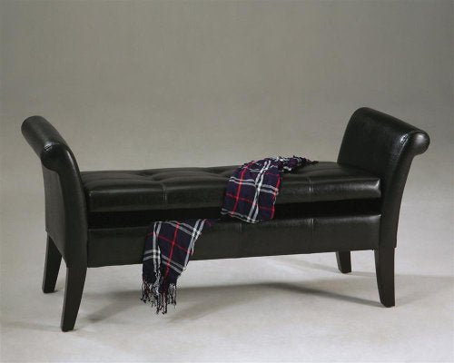 Windward Furniture Asia Direct Home 54" Black Faux Leather Storage Bench