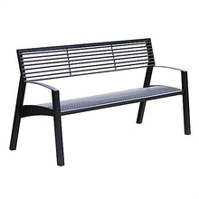 Park Patio Seat Garden Benches Park Chairs with Armrest, Durable Steel Frame Terrace Bench with Round Tube Backrest and Seats, Modern Leisure Chairs Garden Furniture Furniture