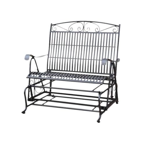 International Caravan Iron Patio Glider Loveseat in Black