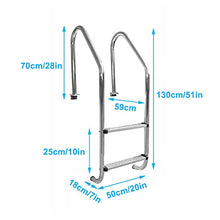 Pool Ladder, 2-Step Stainless Steel Inground Swimming Pool Stairs w/Non-Slip Footstep, 440 lbs Capacity