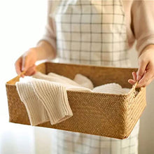 Picnic Basket Wicker Weaving Storage Basket for Kitchen Handmade Fruit Dish Rattan Picnic Food Storage Basket Sundries Container Case (Size : 33cm x 23cm x 11cm)