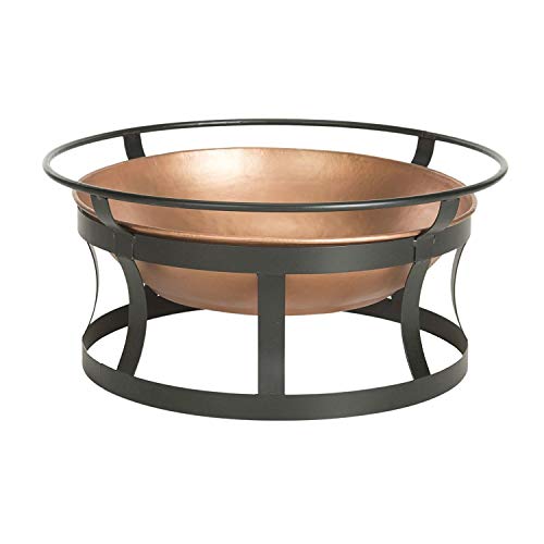 StarSun Depot Copper Fire Pit with Black Iron Stand Grate and Fire Poker