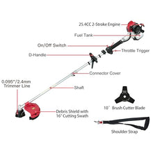 PowerSmart 21-Inch 144cc Push Gas Lawn Mower & 16-Inch 25.4cc String Trimmer/Edger with 10-Inch Brush Cutter for Grass Cutting