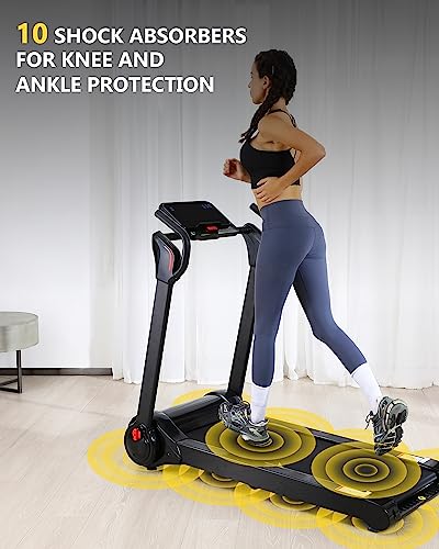 SPORTY&FIT Folding Treadmill 4.0Hp 400LBS Portable with LED Display Black