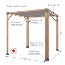 CedarCraft Bali 8x8' Cedar Pergola with Sunshade Canopy Natural