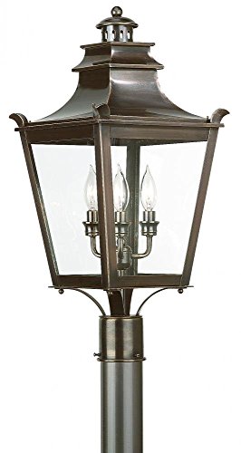 Troy Lighting Dorchester 3-Light Outdoor Post Lantern - English Bronze Finish with Clear Glass