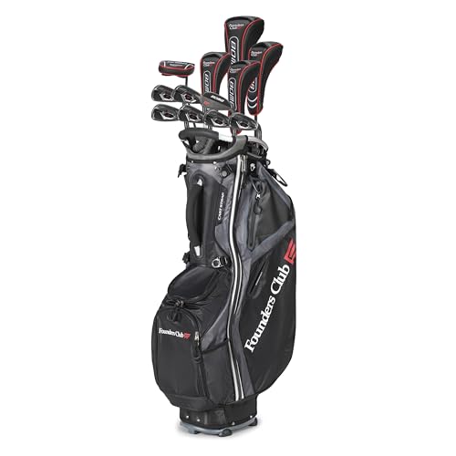 Founders Club Bomb Men's Golf Club Set with 6 Way Stand Bag Right Hand Firm Flex Black