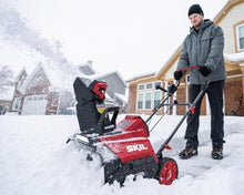 SKIL PWR CORE 40 Brushless 40V 20 in. Single Stage Snow Blower Kit, 30'ft Throwing Distance, Includes 6.0Ah Battery and Charger- SB2001C-10 red