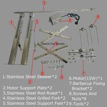Stainless Steel Big Grill Rotisserie Spit Roaster Rod Charcoal BBQ Pig 15W Motor