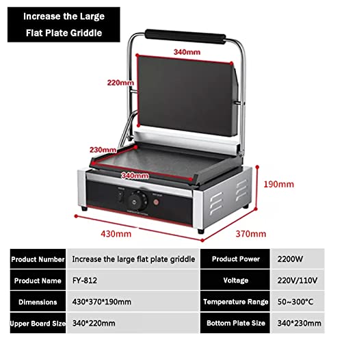 Electric Countertop Griddle Grill Stainless Steel Flat Griddle Hotplate Bbq Kitchen Grill Adjustable Temp Control Restaurant Grill for Camping Outdoor Tailgating Kitchen Home Barbecue,812