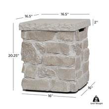 Real Flame Scottsdale Propane Tank Cover for Outdoor Gas Fire Pits, Storage Hideaway Side Table for 20 Pound Propane Tank, Natural Stacked Stone-Like Finish in Beige