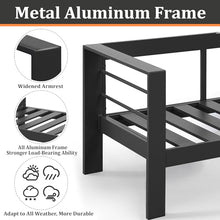 FansaFurn Outdoor Patio Furniture Loveseat Sofa, All-Weather Metal Aluminum Patio Couch with 5" Thick and Soft Cushion and Wide Arm, Outdoor Couch for Balcony, Porch, Backyard