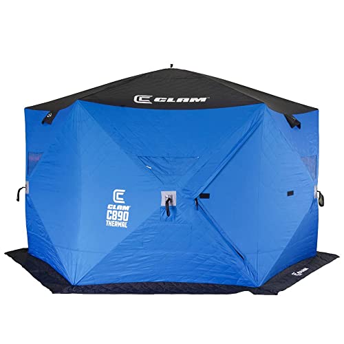 CLAM Portable Pop Up Ice Fishing Shelter Tent 11.5x11.5 Foot Multi