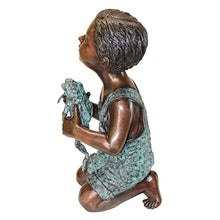 Design Toscano New Friend Boy with Frog Cast Bronze Garden Statue Two Tone Bronze & Verdigris
