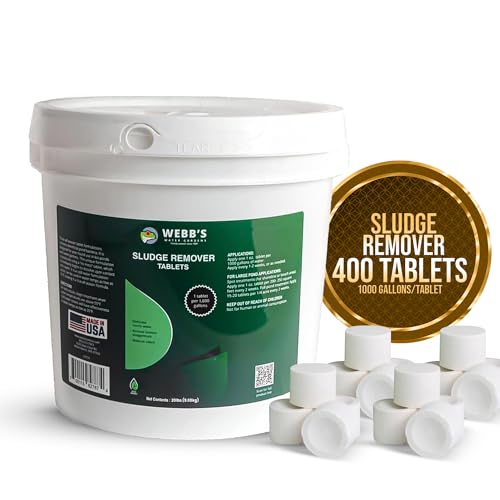 Pond Muck and Sludge Remover Treatment - Beneficial Bacteria Pond Cleaner and Sludge Removal Tablets for Fish Ponds and Lake Applications - 400 Tablet Container