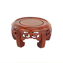 YYBOES Plant Pedestal Stand Flower Pot Base Stone Buddha Statue Vase Ornaments Wooden Base Handicraft Stand Vase Base Carved Teapot Base Pedestal Stands for Display