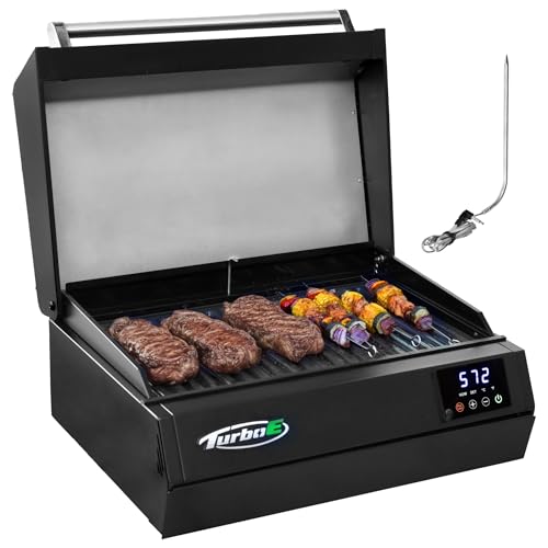 PlugNGrill Turbo E Sport Compact Electric Grill, 1700W Infrared, Digital Display with Probe, Apartment Friendly