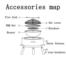 Outdoor Fire Pit Concrete Round and Wood Burning Fire Pit BBQ Grill Firepit Bowl Heaters with Grill Grate 3 in 1 Fireplace for Bonfire Barbecue in The Wild