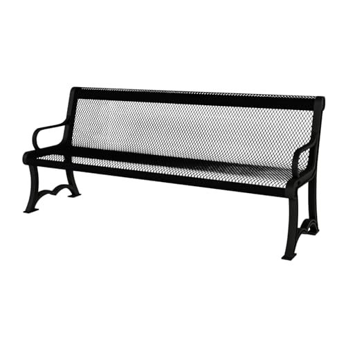 COATEDOUTDOORFURNITURE Bench, Black, Expanded, 4Ft, with Back, Portable