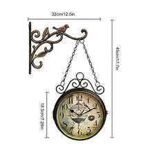 saditesdk Wall Clock, Outdoor Clock Garden Clocks, Double Sided Outdoor Wall Clock Retro Outdoor Clocks Battery Operated Silent,Indoor Hanging Decor Clock Wall Mounted Clock，