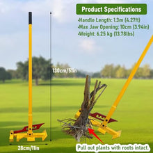 Antourlamm Sapling Puller Tool, 4-Gear Adjustable Jaw Clamping Weeder with Long Handle, Effortless Root Removal Tool for Weed/Seedling, Ideal for Garden Yard Farm