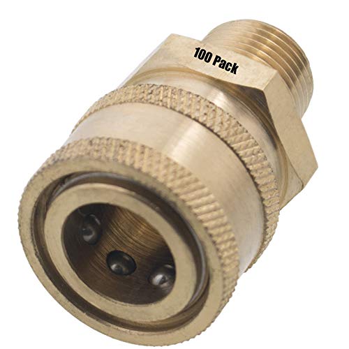 100 pack of 3/8in. MPT Male Brass Socket Quick Connect Coupler 4000 PSI 10 GPM for Pressure Washer Nozzle Gun Hose Wand