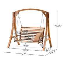Benzara Outdoor Swing Support Loveseat Chair Teak Brown