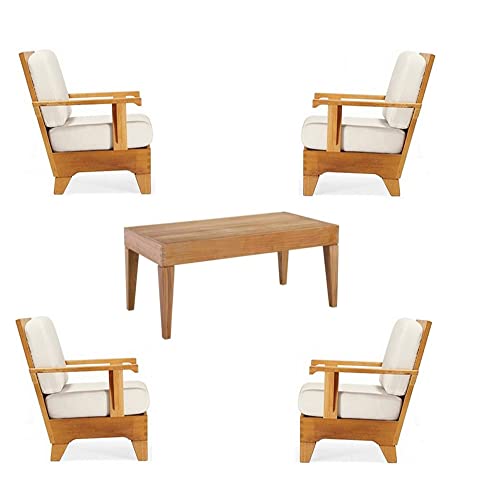 WholesaleTeak Caranas 5 Pc Lounge Chair Set with Cushions in Canvas Natural