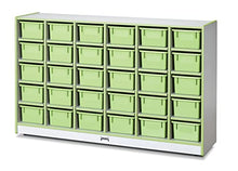Jonti-Craft Rainbow Accents 30 Cubbie-Tray Mobile Storage Key Lime