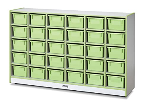 Jonti-Craft Rainbow Accents 30 Cubbie-Tray Mobile Storage Key Lime