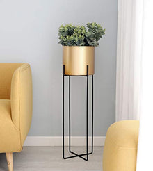 KAJIAO Gold Metal Flower Pot Rack Nordic Planter Stand Holder Garden Patio Balcony Decoration Display Shelf Iron Art Herb Bonsai Shelves(S+L)