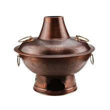 EliteBloom Traditional Copper Hot Pot - 34Cm Charcoal Cooking Pot for Home Parties, Old-Fashioned Commercial Cookware, Perfect for Family Gatherings and Dining Experiences.,Copper-34cm