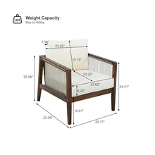 Merax Outdoor 4-Piece Sofa Set with Acacia Wood Frame & Rope Detail, 2 Club Chairs, Loveseat & Coffee Table, Water-Repellent Beige Cushions for Patio, Backyard & Deck, Dark Brown