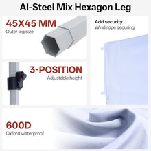 ABCCANOPY Aluminum Steel Hex Leg Tent 600D Commercial Canopy 10x10 White