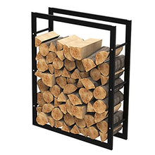 EliteBloom Heavy Duty Fireplace Log Rack Firewood Holder Adjustable Metal Firewood Storage Rack for Outdoor and Indoor Use Black Color Easy to Assemble,