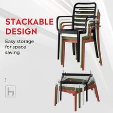 Costaelm Patio Stools & Bar Chairs Set of 2, Tall Patio Chair with Armrests and Footrest, Weather Resistance Bistro Island Chairs Counter Height Bar Stool for Yard, Garden, Balcony, Red