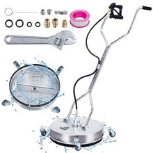 24" Pressure Washer Surface Cleaner with Dual Handle 4 Wheels, 3/8" Connector, 2 Replacement Nozzles, Stainless Steel Power Washer Housing Accessory for Driveways Decks Sidewalk Patio, 20 Inch