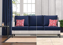 Tommy Hilfiger Hampton Modern White Mesh Outdoor Patio Furniture Collection Gunmetal Frame, Sofa, White & Navy