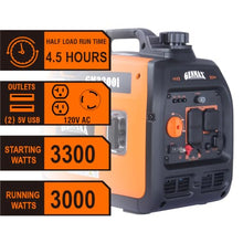 GENMAX Portable Generator，3300W Ultra-Quiet Gas Engine, EPA Compliant, Eco-Mode Feature, Ultra Lightweight for Backup Home Use & Camping (GM3300i)