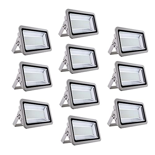 Missbee 10 500W LED Flood Light, 55000lm Outdoor Landscape Flood Light, Security Light, 6000-6500K, Work for Garage, Garden, Lawn,Yard and Playground (Cold White)