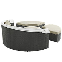 Modern Contemporary Urban Design Outdoor Patio Balcony Daybed Sofa, Beige, Rattan