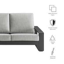 Modway Lirienne Aluminum Outdoor Sofa in Light Gray Gray - Weather-Resistant Modern 3-Seater Patio Couch with Removable Cushions