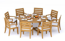 TeakFurnitureOutlet A-Grade Teak 9pc Dining 72" Round Table Atnas Chair Set Outdoor Patio