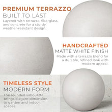 Emissary Terrazzo Gazing Ball 32 in. Matte White Outdoor Garden Sphere