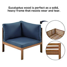Quarte 4 Piece Outdoor Patio Conversation Furniture Set, Wood Sectional Sofa Set with Water Resistant Cushions/Coffee Table, Garden Backyard Poolside L Shape Corner Sofa Set