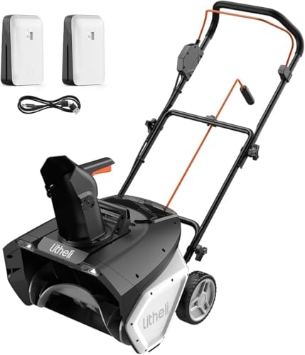 Litheli 40V Battery Operated Snow Blower, 19-inch Snowblower Thrower, Electric Snow Blowers with LED Spotlight and Brushless Motor, 2 x 4.0Ah Battery Included