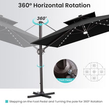 OROTLECT 12' X 9' Rectangular Patio Cantilever Solar Led Light Umbrella with Weighted Base – Effortlessly Movable by One Person