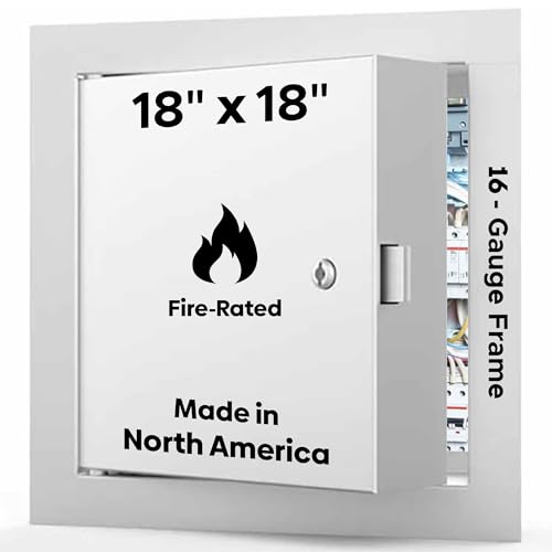 Best 18" x 18" Fire-Rated Insulated Metal Access Door, 2" Thick Insulation Access Panel for Drywall/Ceilings, 16-Gauge Mounting Frame, 20-Gauge Drywall Panel with 1" Flange, BA-FW-5050